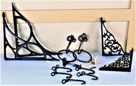Lot 3 Pairs Cast Iron Shelf Brackets Plus More