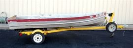 Flambeau Outdoors Miami 13 Foot Metal Dinghy Boat with Trailer, Winch, Fulton Trailer Jack, 3500 Lb Capacity, 2" Ball, Tongue 3", SAE Class 2