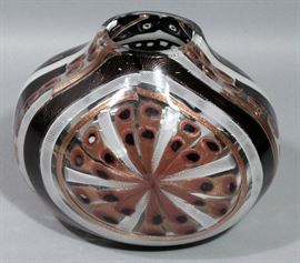 Murano Glass Amedeo Rossetto Art Glass Vase with COA, Signed, 8"W x 8"H