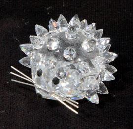 Swarovski Crystal Porcupine Hedgehog Trio, Large, Medium, and Small with Original Boxes