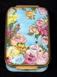 Halcyon Days Enamels "Roses" by Fleur Cowles Limited Edition #279/300 Trinket / Pill Box