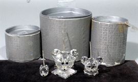 Swarovski Crystal Mouse Trio, #7631 Large and Medium Mice, and #7655 Small Mouse, All Include Original Boxes