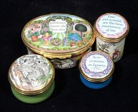 Halcyon Days Enamels Sentiments and Koala Trinket / Pill Boxes, Qty 4