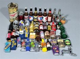 Alcohol Advertising Lighters, Approximate Qty 40, Miller, Coors, Budweiser, Schlitz, Corona, Heineken, Absolut Vodka, More