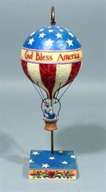Jim Shore 4009774 "Above the Fruited Plain" 11"H Patriotic Balloon Sculpture, and 11"H Metal Cross