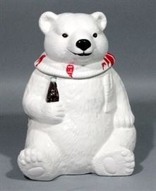 Coca-Cola Coke Style Polar Bear Cookie Jar, 10"H