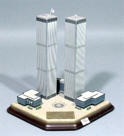 Danbury Mint Twin Towers Commemorative September 11th World Trade Centers Sculpture, 9"H