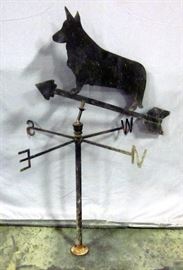 Welsh Corgi Pembroke Dog Weathervane, 44.5"H, Widest Point Measures 30"W