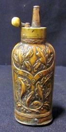 Ornate Brass Powder Flask, 5"
