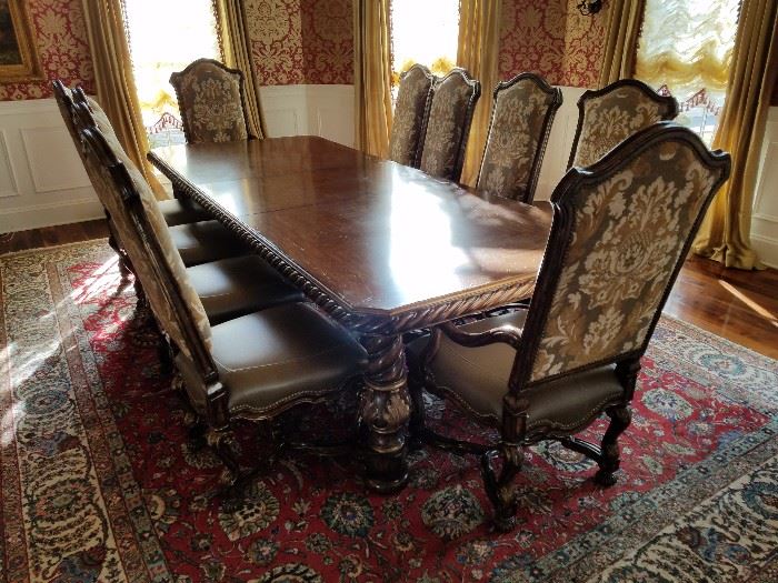 Segovia Rectangular Dining Table. 5 feet wide, 9 feet long.