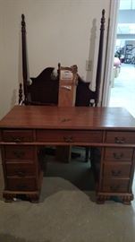 Antique Desk, Twin Bed headboard and footboard