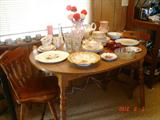 Maple dinette table w/leaf & 2 chairs