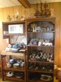Microwave cabinet, microwave, display cabinet & figurines