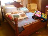 Full Pine bed, occasional chair