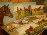 A selection of horse ail/acrylic paintings