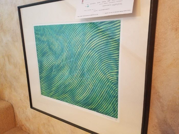 This is an important piece....A Melt - Stanley William Hayter signed color etching 5/50, 1967.  'Shoal Green'