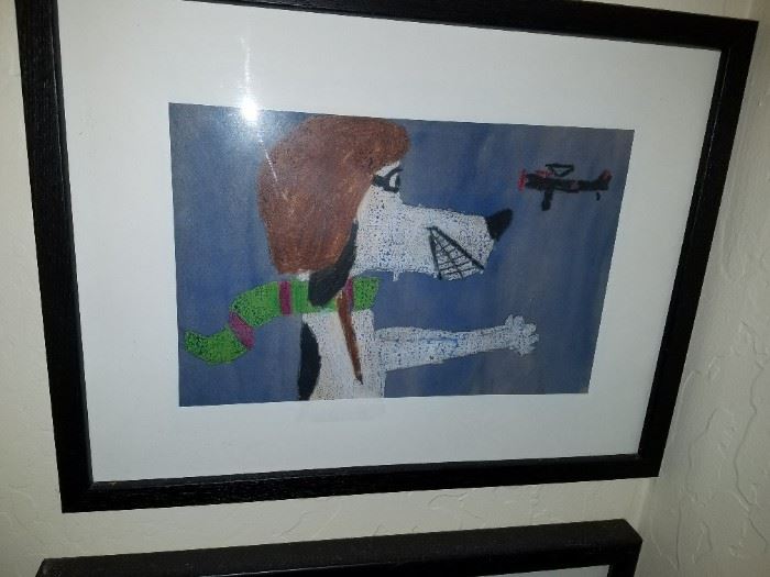 Original Child's Art - Snoopy and the Red Baron 