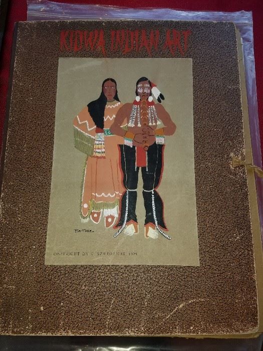 Kiowa Indian Art Original 1929 Book - All complete and in good condition.  This is a special piece.  30 Lithographs of the Watercolor Paintings by the Indians of Oklahoma.  Native American Indians./American Indians. 