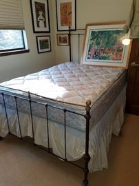 Double Mattress and Box Spring. Antique Double Brass/Metal Headboard. 