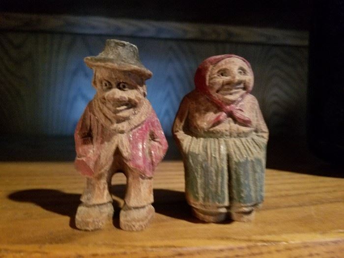 Antique Wooden Carved Figurines. 