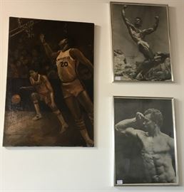 original basketball oil painting and muscle men poster prints