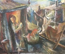 Large abstract painting on board