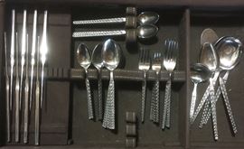 Sets of 1960's vintage stainless flatware. different patterns.