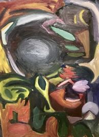 Large oil on board Lee Jennings Oak Park 1960's, one of 20 by him.