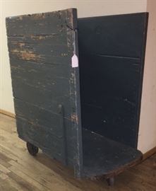 Tall wooden industrial cart...art storage??? firewood storage??? $75.00