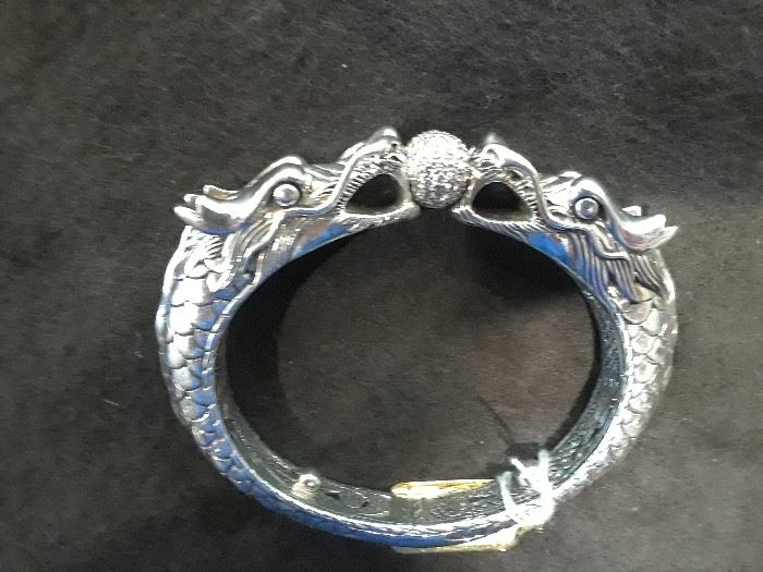 John Hardy dragon bracelet is rare with TWO dragons and the diamond ball. Sterling and priced far below retail.