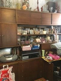 Lots of collectibles & another vintage shelving unit