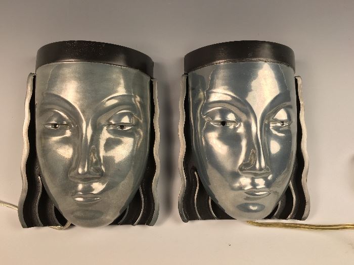 Great Deco style Mask Sconces