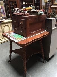 Wood File Cabinet, Accent Table with Glass Feet 