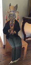 Hand-painted rabbit-shaped chair entitled Cedric from Through the Looking Glass by designer/artist Joanne West (matches previous chair)