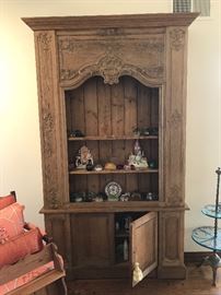 French antique pine open shelved display cupboard
