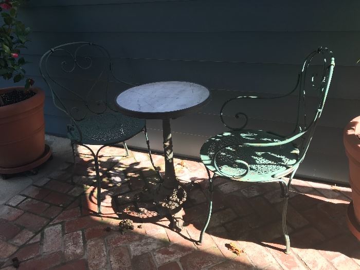 Garden chairs and bistro table