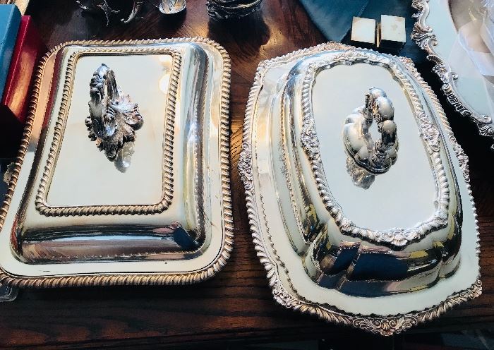 English silver plate vegetable serving containers
