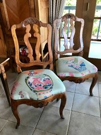 Pair of upholstered seat chairs
