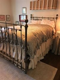 Antique brass bed and bedding