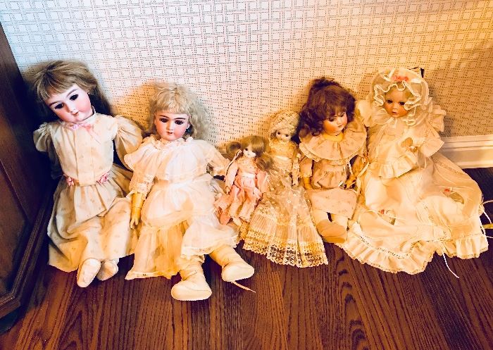Collection of antique dolls