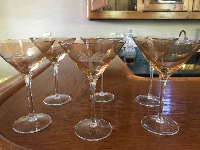 Tommy Bahama etched stemware