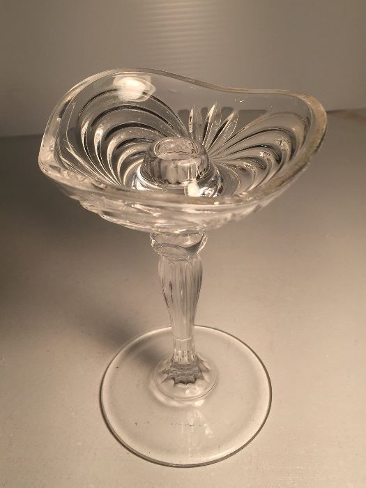 Pressed glass candle holder 5" Tall 