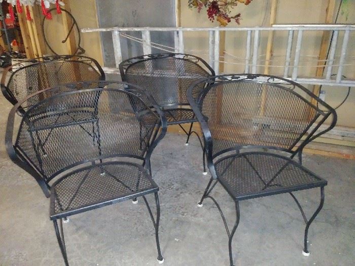 Vintage wrought iron chairs and table