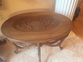 carved wooden table