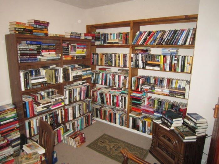 Books are 2 rows deep on all 4 of these bookcases!