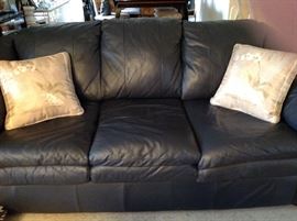 Navy Leather Couch