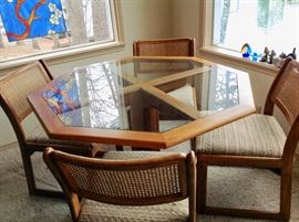 Octagon Glass/Oak Table that Comes with a Game Table Top