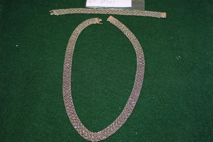 white gold necklace and bracelet