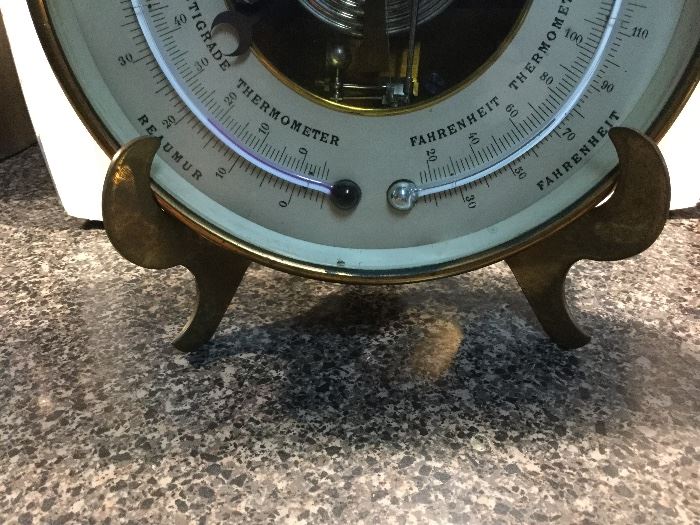 1870 Pertuis, Hulot & Naudet Barometers, Made in Paris 6.5" diameter brass-cased aneroid barometer original condition.
