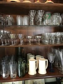 Vintage barware, glass ware and mugs